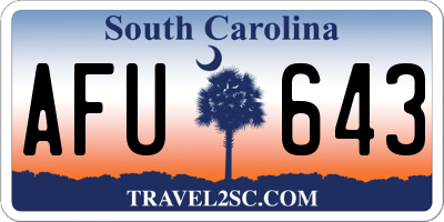 SC license plate AFU643