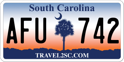 SC license plate AFU742