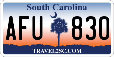 SC license plate AFU830