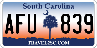 SC license plate AFU839