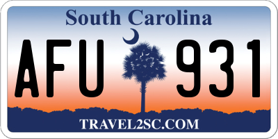 SC license plate AFU931