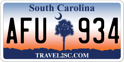 SC license plate AFU934