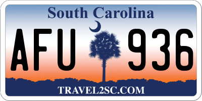 SC license plate AFU936