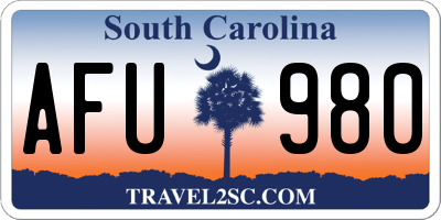 SC license plate AFU980