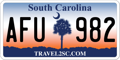 SC license plate AFU982
