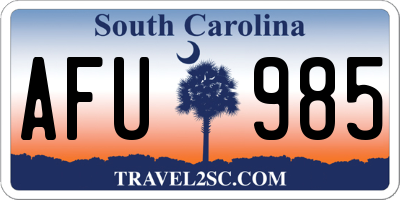 SC license plate AFU985