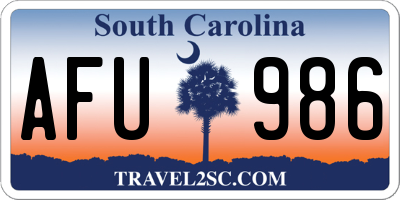 SC license plate AFU986