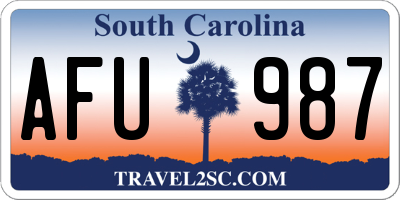SC license plate AFU987