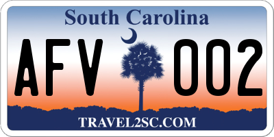 SC license plate AFV002