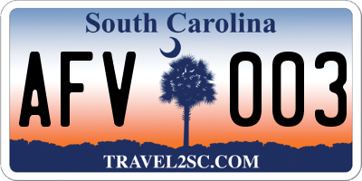 SC license plate AFV003