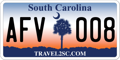SC license plate AFV008