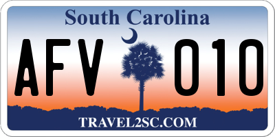 SC license plate AFV010