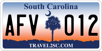 SC license plate AFV012