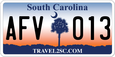 SC license plate AFV013