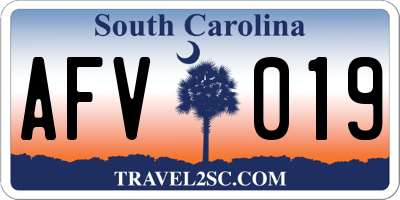 SC license plate AFV019