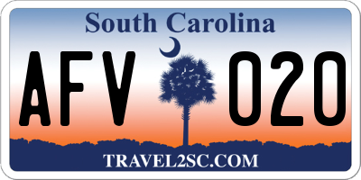 SC license plate AFV020