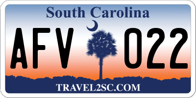 SC license plate AFV022