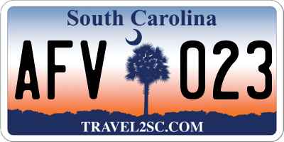 SC license plate AFV023
