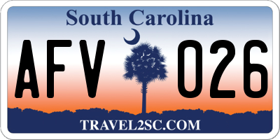 SC license plate AFV026