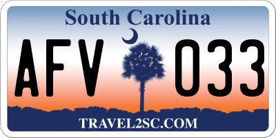 SC license plate AFV033