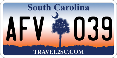 SC license plate AFV039