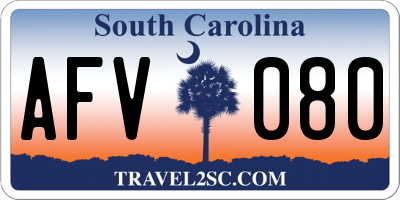 SC license plate AFV080