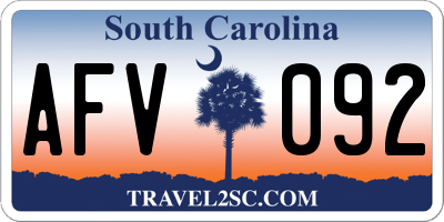 SC license plate AFV092
