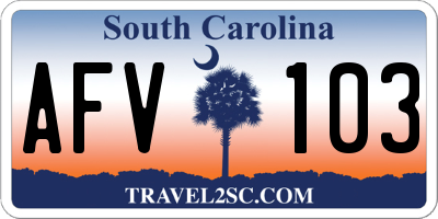 SC license plate AFV103