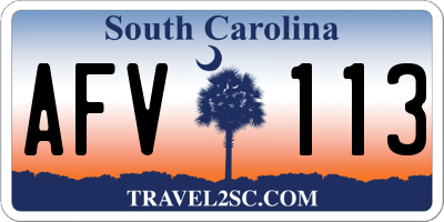 SC license plate AFV113