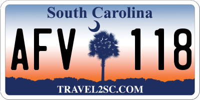 SC license plate AFV118