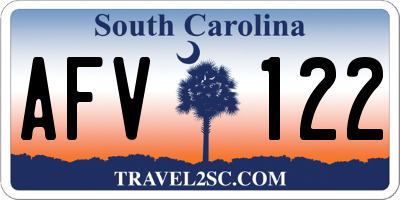 SC license plate AFV122