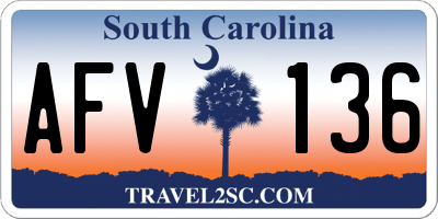 SC license plate AFV136