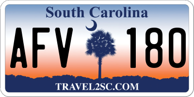 SC license plate AFV180
