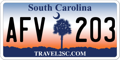 SC license plate AFV203