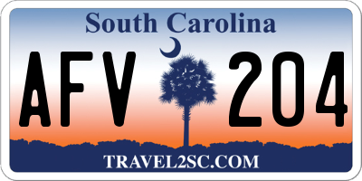 SC license plate AFV204