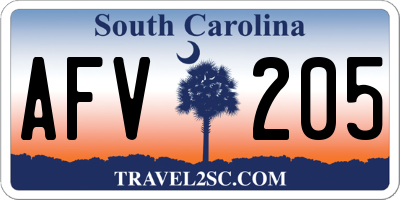 SC license plate AFV205