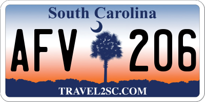 SC license plate AFV206