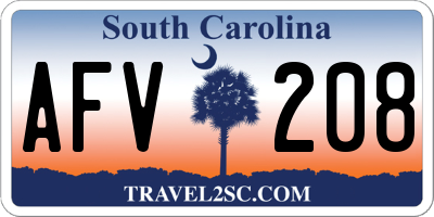 SC license plate AFV208
