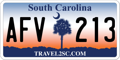 SC license plate AFV213