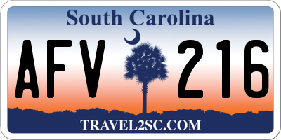 SC license plate AFV216
