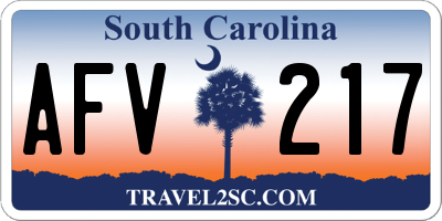 SC license plate AFV217