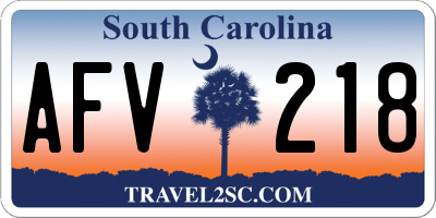 SC license plate AFV218