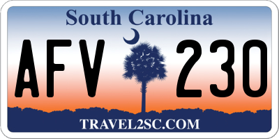 SC license plate AFV230