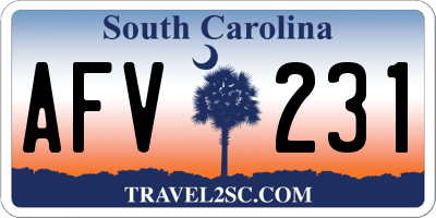 SC license plate AFV231