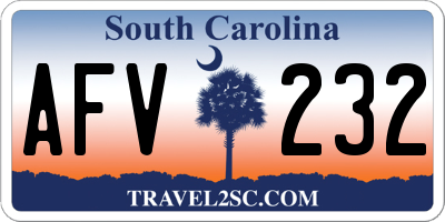 SC license plate AFV232