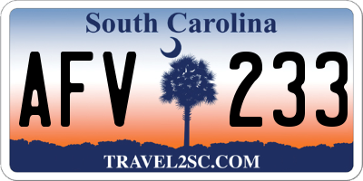 SC license plate AFV233