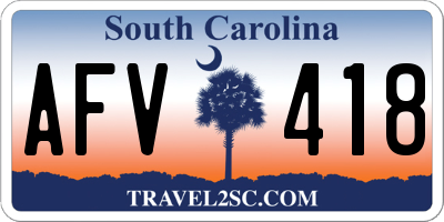 SC license plate AFV418