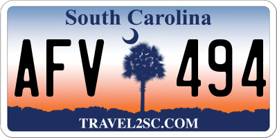 SC license plate AFV494