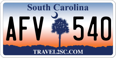 SC license plate AFV540
