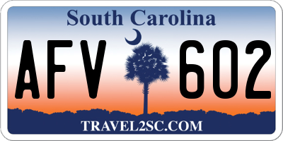 SC license plate AFV602